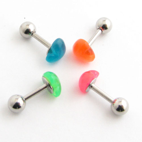 ボディピアス 16g ハート アクリル ネオンカラー ストレートバーベル 16G stb1014