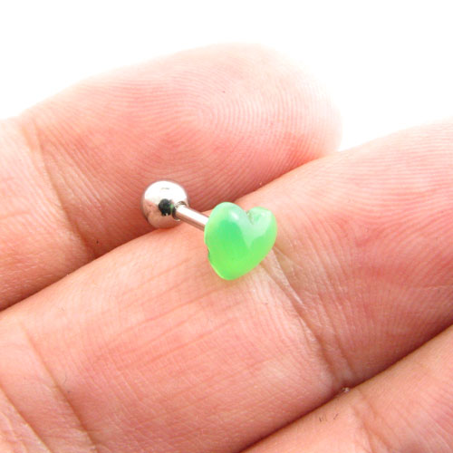 ボディピアス 16g ハート アクリル ネオンカラー ストレートバーベル 16G stb1014