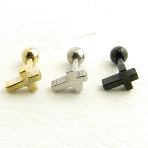 ボディピアス 16g クロス 十字架 ストレートバーベル 16G stb1101