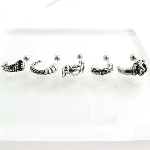 ボディピアス 16g モチーフ付 スカル クロウ コブラ 爪 ストレートバーベル 16G st...