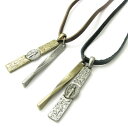 ネックレス ダブルプレート レザーネックレスメダイ レザーペンダント 革 アンティーク KN39022
