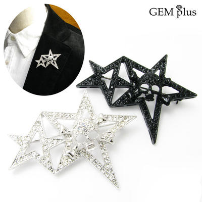 ラペルピン ピンブローチ ブローチ ラベルピン 星 スター ボーン&スカル ks27001【GEM plus】【メンズ】【結婚式】【レディース】