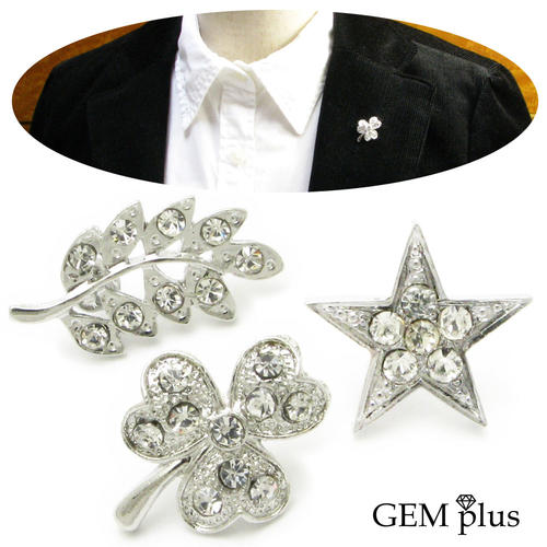 ラペルピン スター クローバー リーフ ネクタイピン シンプル メンズ レディース 星 葉 KS46001【結婚式】【GEM plus】