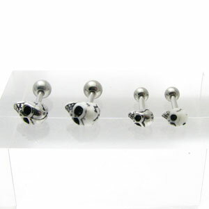 ボディピアス 16g スカル 骸骨 ガイコツ ストレートバーベル 16G stb1718