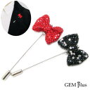 ピンブローチ メンズ リボン 蝶ネクタイ ラインストーン レディース シンプル ラペルピン ブローチ ハットピン キルトピン CHS10139【GEM plus...