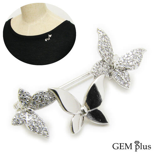 ブローチ 蝶々 レディース 3匹 シンプル ラペルピン ピンズ タックピン ラインストーン 結婚式 メンズ KSL60003【GEM plus】