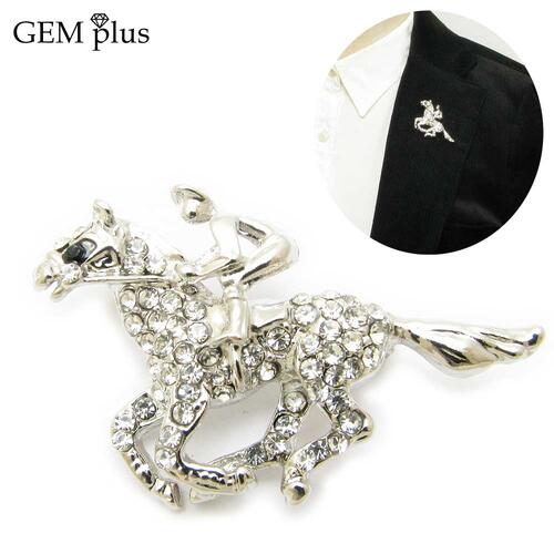 ブローチ 馬 ホース 競馬 ジョッキー サラブレット メンズ レディース ラペルピン タックピン CHS10125 【GEM plus】【結婚式】
