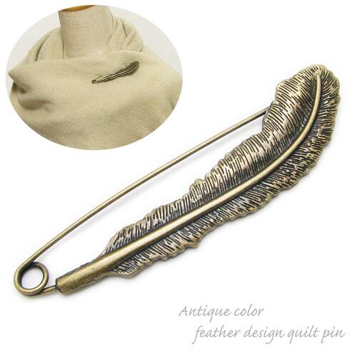ブローチ レディース キルトピン フェザー 羽 アンティークゴールドカラー ピン ピンブローチ CHS10127【GEM plus】【結婚式】