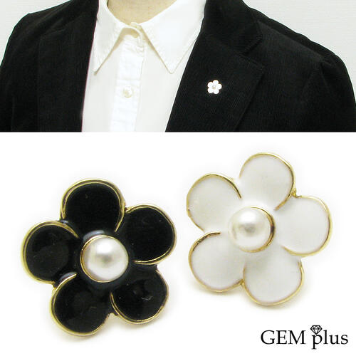 ラペルピン メンズ レディース シンプル 花 フラワー タックピン ピンズ パール 真珠JS10066【結婚式】【GEM plus】