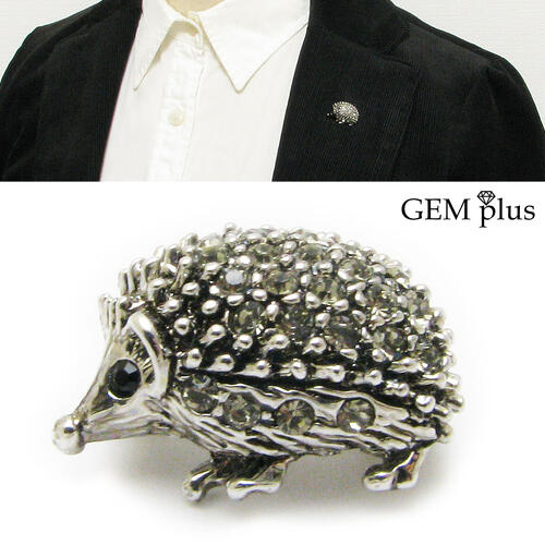 ブローチ ハリネズミ メンズ レディース ラペルピン 小さい 針ねずみ アニマル 動物 KSA58004 結婚式【GEM plus】