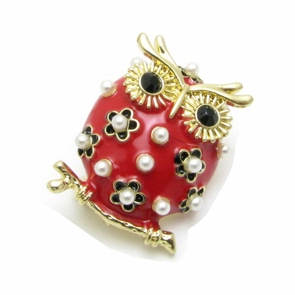 ブローチ レディース ふくろう 梟 フクロウ 真珠風 ラペルピン タックピン ピンズ メンズ CHS10052【結婚式】【GEM plus】