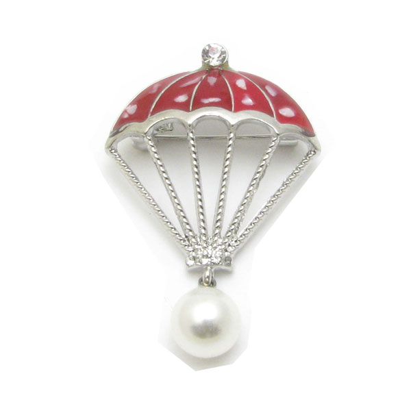 ブローチ レディース バルーン 気球 傘 真珠風 ラペルピン タックピン ピンズ メンズ CHS10055【結婚式】【GEM plus】