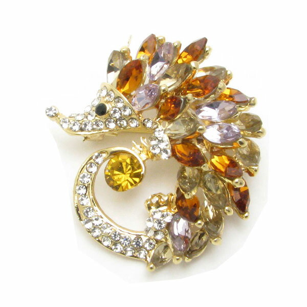 ブローチ レディース はりねずみ ハリネズミ カラー ラインストーン ペンダントトップ ラペルピン タックピン ピンズ メンズ CHS10058【結婚式】【GE...