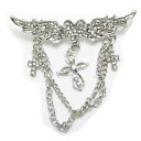 ラペルピン メンズ 翼 ウイング ハート クロス 十字架 チェーン ピンブローチ タックピン レディース CHS10116【GEM plus】【結婚式】