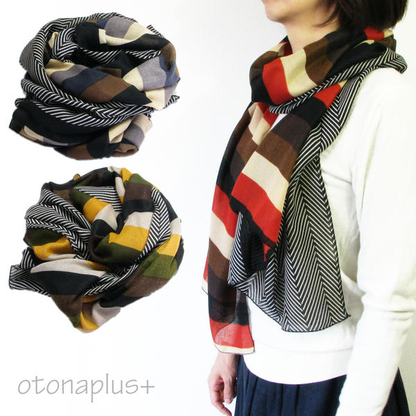 ストール レディース ショール ヘリンボーン 大判 メンズ otonaplus KTS1001