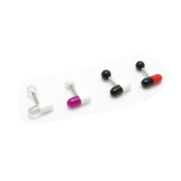 Body Earrings - ボディピアス 16g 薬 カプセル アクリル ストレートバーベル 16G stb2506