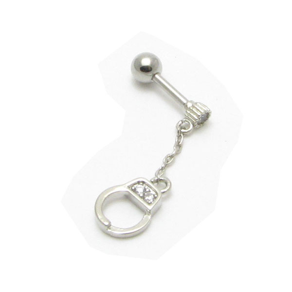 Body Earrings - ボディピアス 16g 手錠 てじょう ジルコニア ストレートバーベル テジョウ stb2508