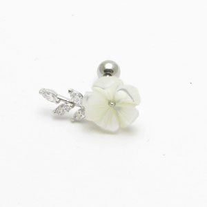 ボディピアス 16g シェル ジルコニア プルメリア ストレートバーベル ハワイ ハワイアン 16G stb2500