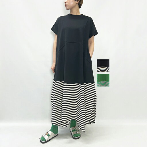 HeRIN.CYE へリンドットサイ Border hem one piece 530ISM83-1181 2025春夏新作 HeRIN.CYE へリンドットサイ Border hem one piece 530ISM83-1181 2025春夏新作