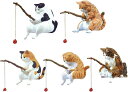 子猫釣り置物 樹脂猫の置物 5個セット 水槽造景 レジャー猫 釣り猫 リアルな小さな猫のフィギュアのおもちゃ 猫釣り飾り 家の装飾 懸垂装飾品 ガチャガチャ玩具...