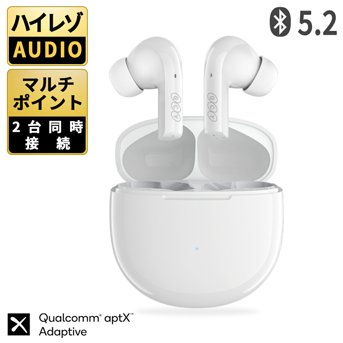 ワイヤレスイヤホン iphone マイク マルチポイント CVC8.0 ノイズキャンセリング 片耳 両耳 bluetooth 5.2 イヤホン ワイヤレス ブルートゥース イヤホン イヤフォン 30H再生 高音質 カナル型 マイク付き 長時間 通話 防水 スポーツ ランニング スマホ android 対応 QCY T18