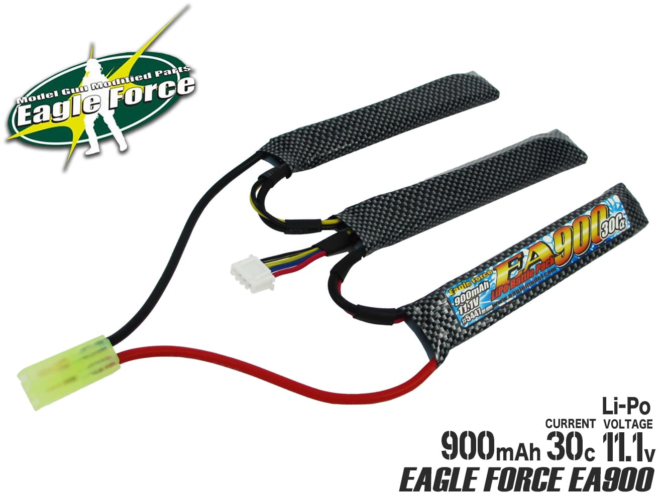 EAGLE FORCE EA900 11.1V 30C α Li-poバトルパック 1 3スプリットタイプ 5447◆ハイパワーリポバッテリー 検）電動ガンカスタムハイサイクル［全国一律300円配送可能］