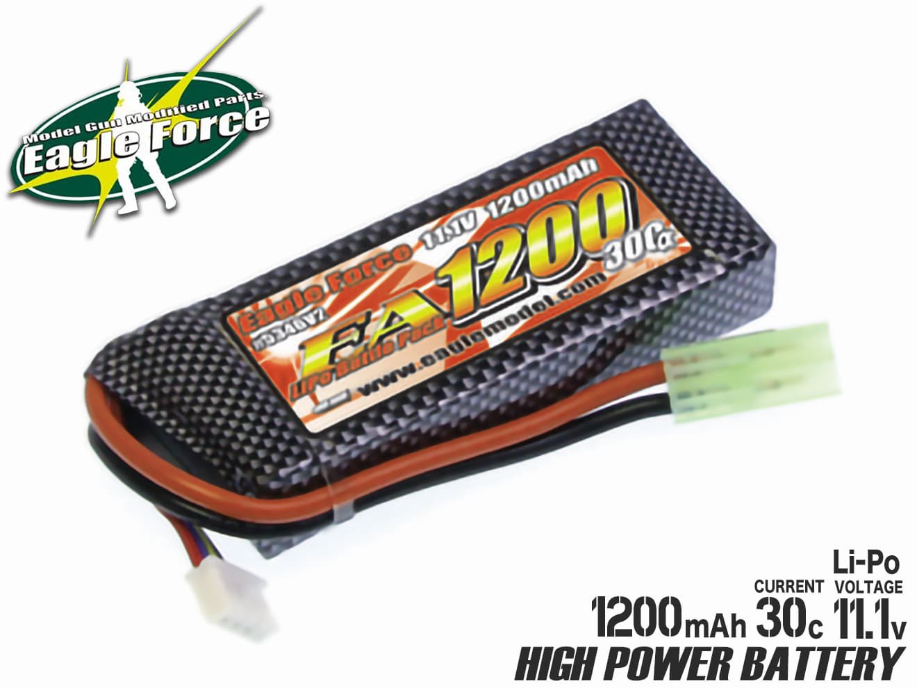 EAGLE FORCE EA1200 11.1V 30C+α Li-poバトルパック[6+1タイプ] #5346V2◆ハイパワーリポバッテリー 検）電動ガンカス…