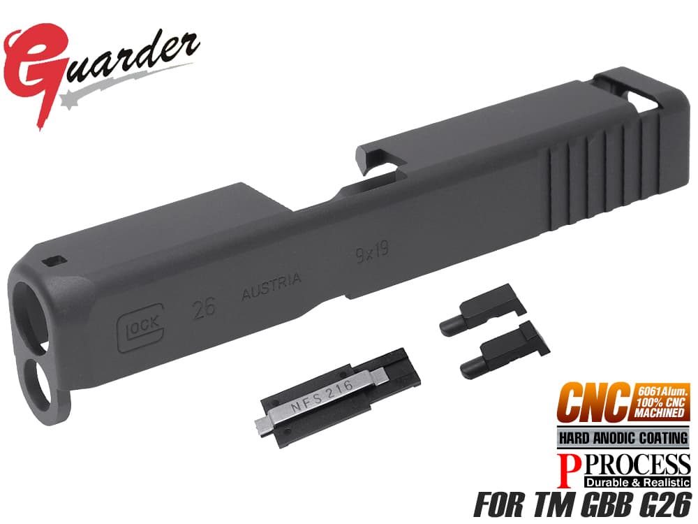 GLOCK-94(BK) GLK-94(BK) 【送料無料】GUARDER ガーダー アルミCNC スライド for マルイ G26◆ 東京マルイガスブロ GBB グロック G26対応