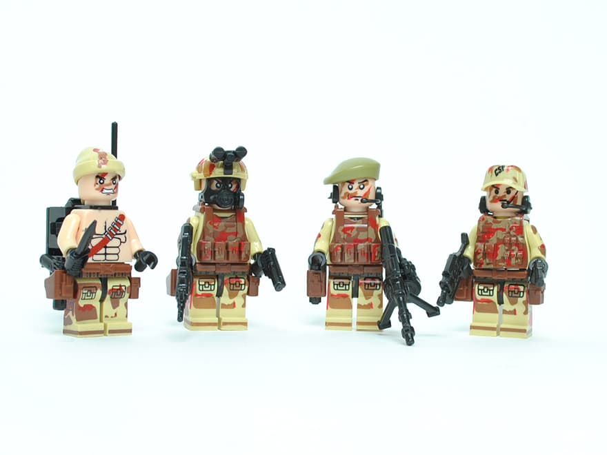 【AFM ミリタリーブロックシリーズ】AFM 陸軍特殊部隊 ミニフィグ+装備アイテム 4種セット◆人形/迷彩装備/LEGO互換/装備一式セット