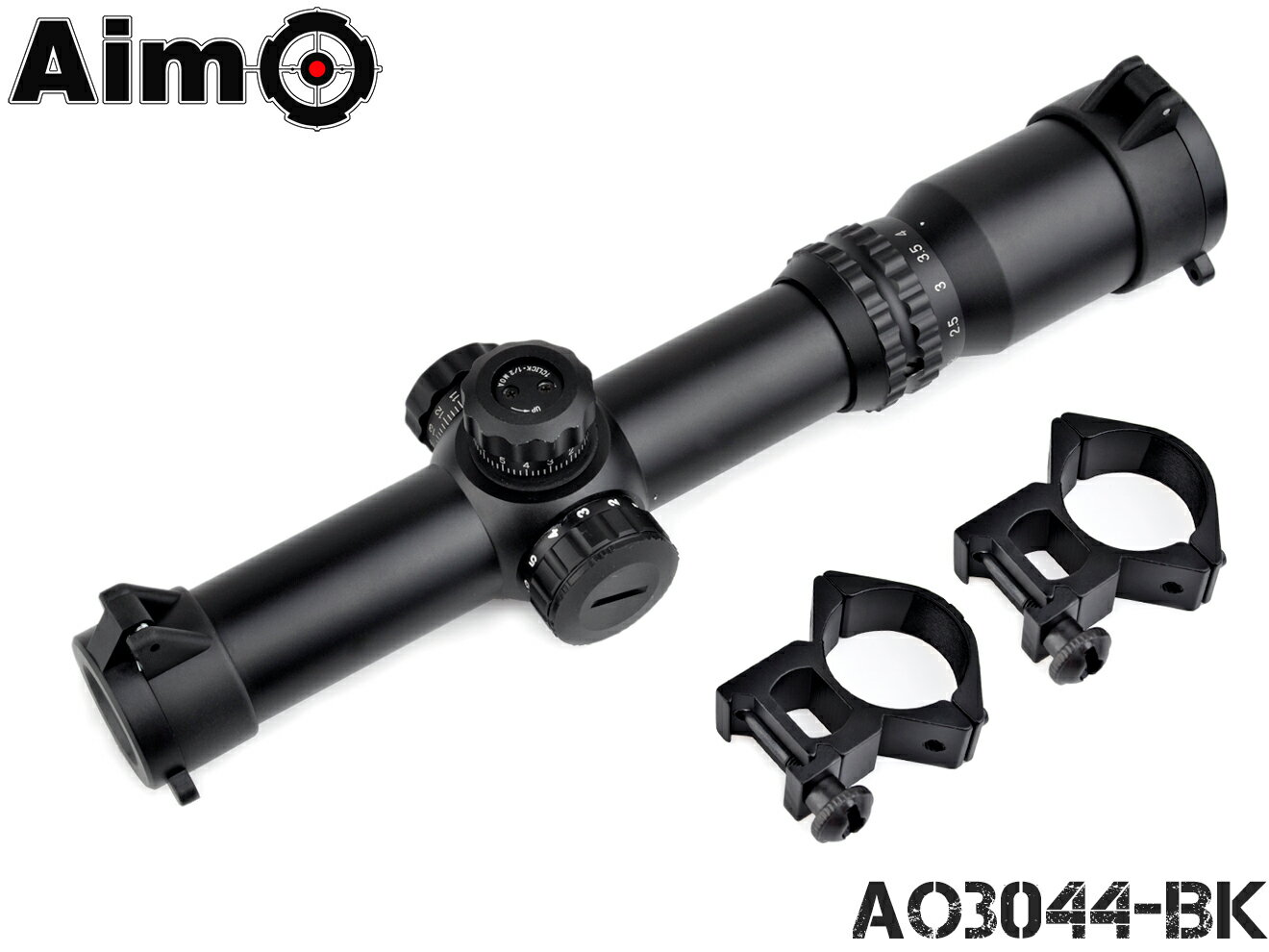 AIM-O 2-5x24 イルミネーション スコープ BK◆イルミ付き レッド/グリーン マウント付属 送料無料！