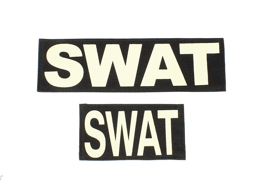 【特殊部隊装備】SWAT ワッペン 大小セット 黒◆ベストやバッグに取り付けて雰囲気アップ！パッチ サバゲ