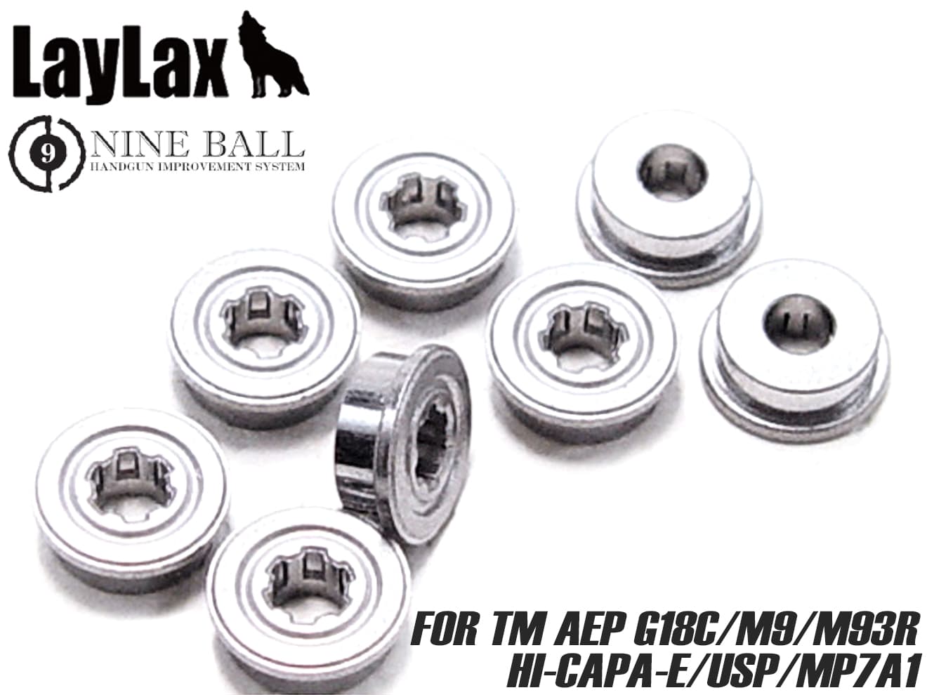 LayLax NINE BALL ローフリクション メタル軸受け 東京マルイ 電動フィクスド&コンパクトマシンガン◆MARUI AEG ハンドガン カスタム 耐久性 回転効率 パーツ