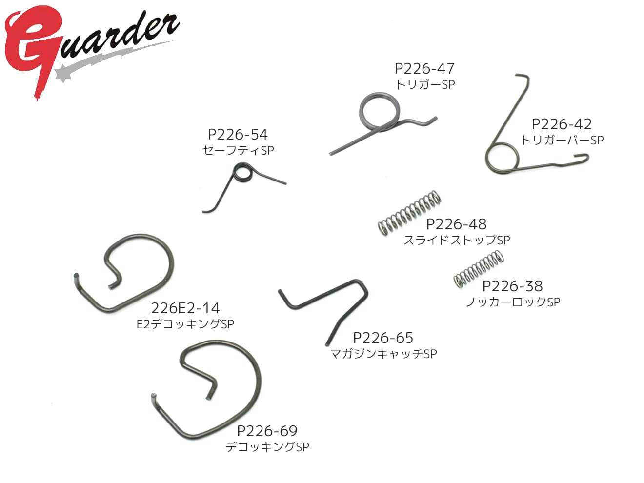 P226-34■GUARDER エンハンスドスプリングキット P226/E2◆東京マルイ P226 純正互換品 ノッカーロックSP トリガーバーSP トリガーSP スライドストップSP他