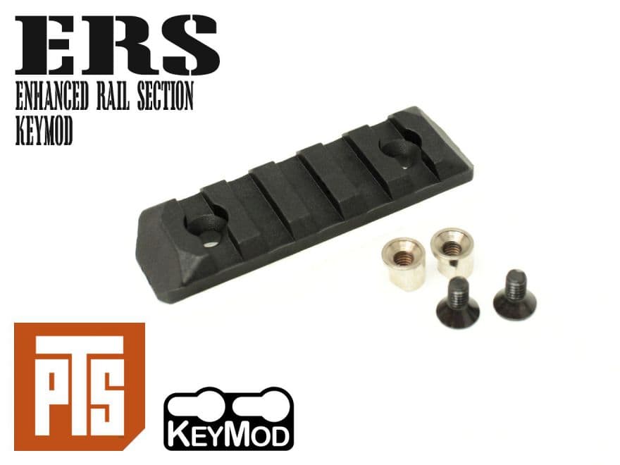 【正規品】PTS Enhanced レールセクション/Keymod 5スロット BK キーモッド 電動ガン ガスブロ レールアタッチメント マルイM4A1 SMR Mk5 KRYTAC オプション