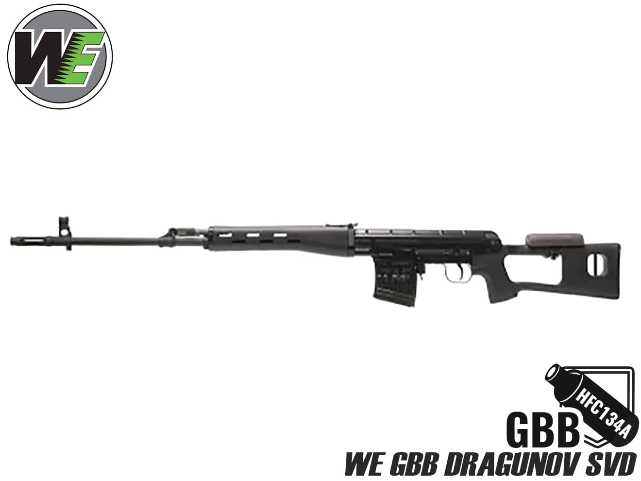 WE ドラグノフ SVD スナイパーガスブロ—バックライフル 樹脂ストック・アルミレシーバー◆送料無料/リコイル/GBB/ライフル/WE-TECH