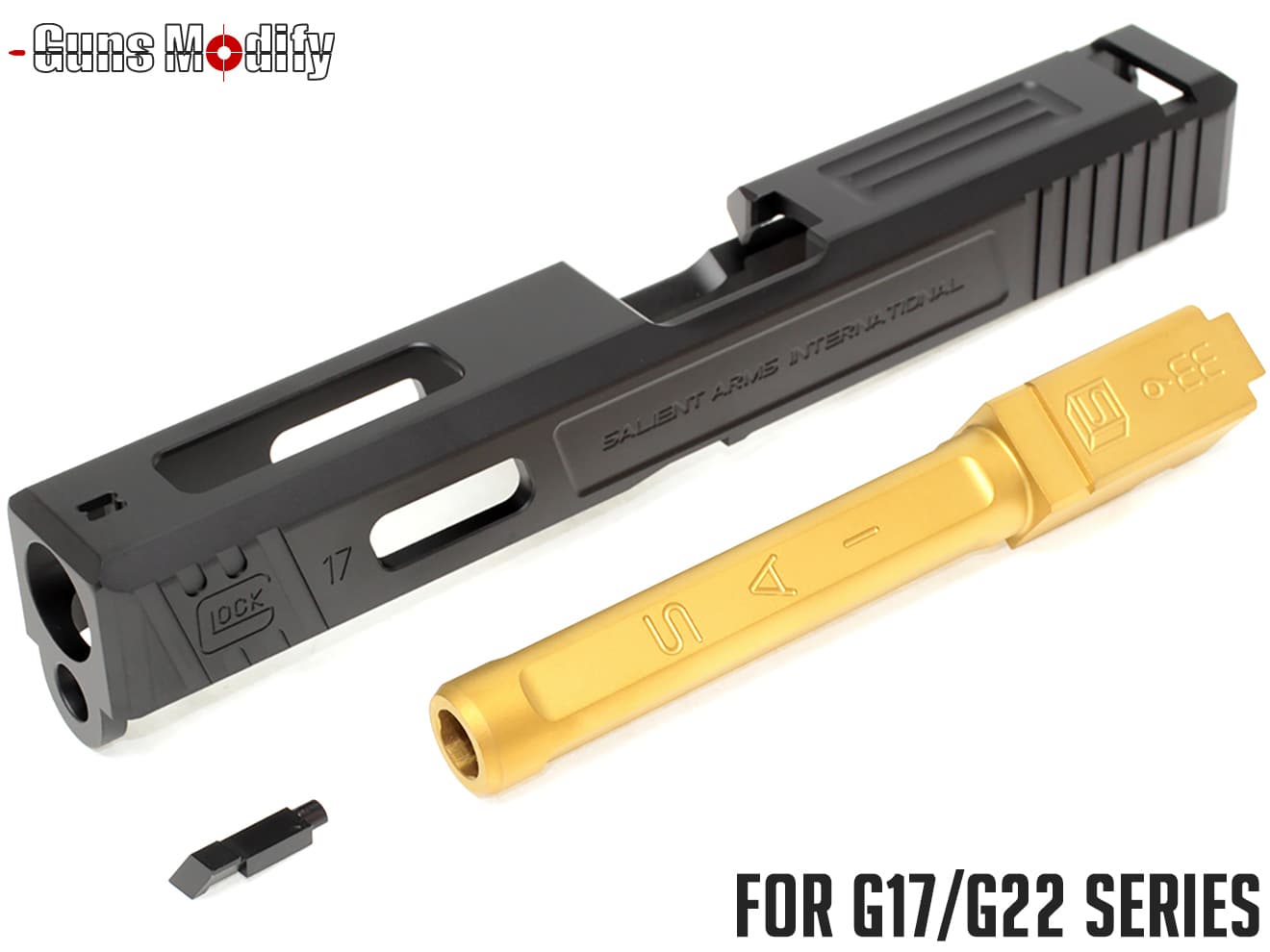 Guns Modify G17 SA CNC Tier 1 アルミスライド＆ステンレス ボックスフルート アウターバレルセット◆マルイ GLOCK G17/G22対応 SAI風