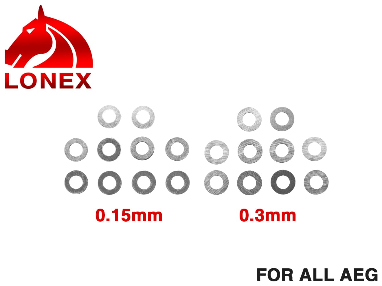 LONEX シムセット 0.15×10Pcs 0.3×10Pcs◆各社電動ガン メカボックス クリアランス調整用シム ステンレス製 0.15mm 0.3mm 各10枚入り