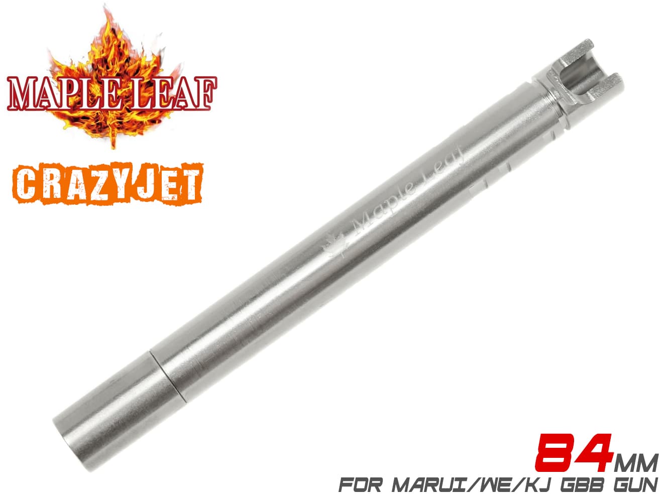 Maple Leaf Crazy Jet インナーバレル 84mm for GBB(G19/G23/PPQ/M84)◆クレイジージェット 東京マルイ WE KJ等 各社 ハンドガン ガスブロ対応 初速低減防止