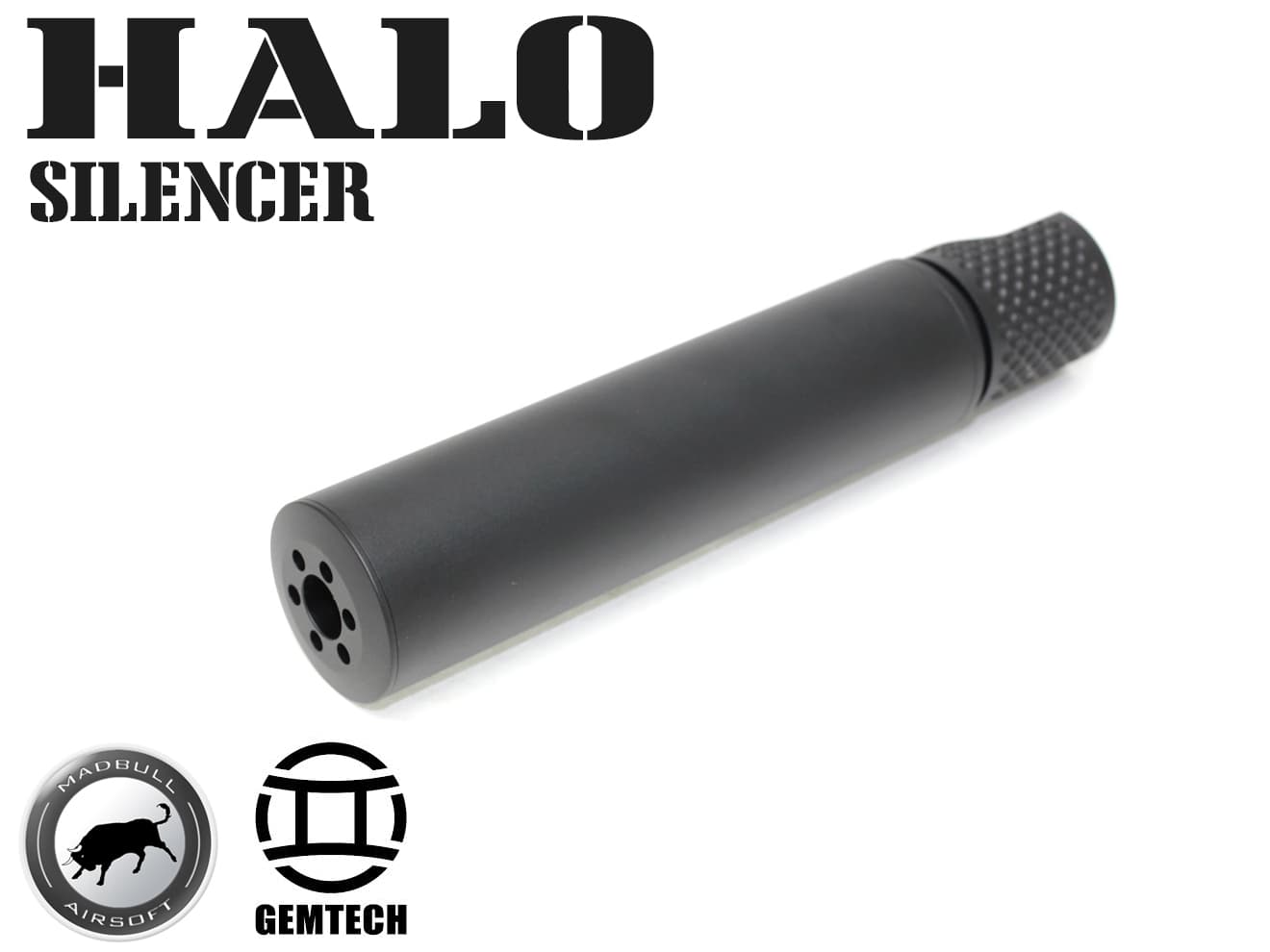 【送料無料】MADBULL GEMTECH HALO サイレンサー2011 BK◆M4ハイダー/M16/消音器/正規品/ライセンス品/マッドブル/ジェムテック