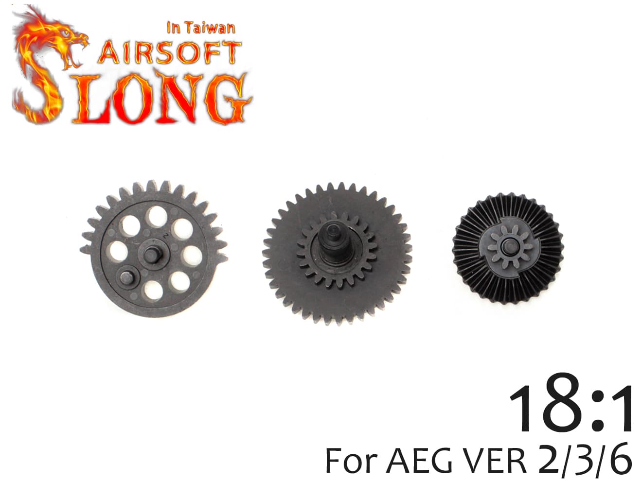 SLONG AIRSOFT AEG 18：1 焼結スチールギアセット◆各社電動メカボックス Ver2/Ver3/Ver6対応 超高強度焼結スチール使用 流速チューンに