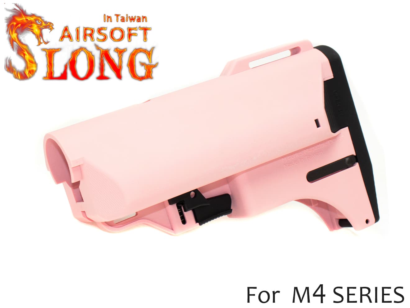 SLONG AIRSOFT マガジンホルダーストック M4◆PINK 各社電動ガン ガスガン M4シリーズ対応 マガジンキャッチ搭載 11.1Vバッテリーも収納可