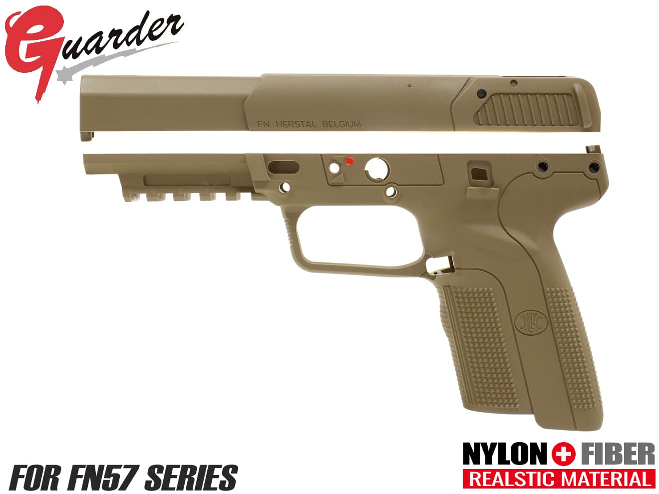 FN57-05(FDE)■GUARDER ナイロン 強化スライド＆フレームセット FN 57 2019ver◆リアルマーキング マルイ FN5-7用 ポリマー樹脂 FNファイブセブンカスタム