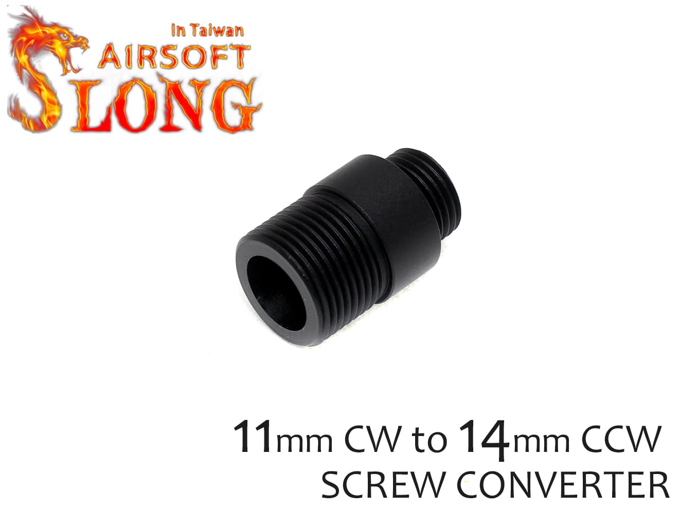 SLONG AIRSOFT 11mm正ネジ→14mm逆ネジ 変換アダプター 11mm正ネジアウターバレル用アタッチメント 汎用サプレッサーが取り付け可能に
