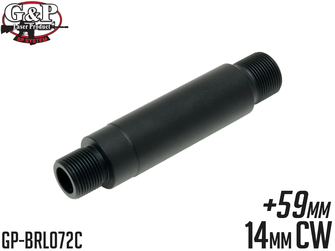 G&P 59mm アウターバレルエクステンション (16M) 14mm 正ネジ BK◆GP アウターバレルベースと合わせて使用 長さ調整 変更に GP-MWS001対応