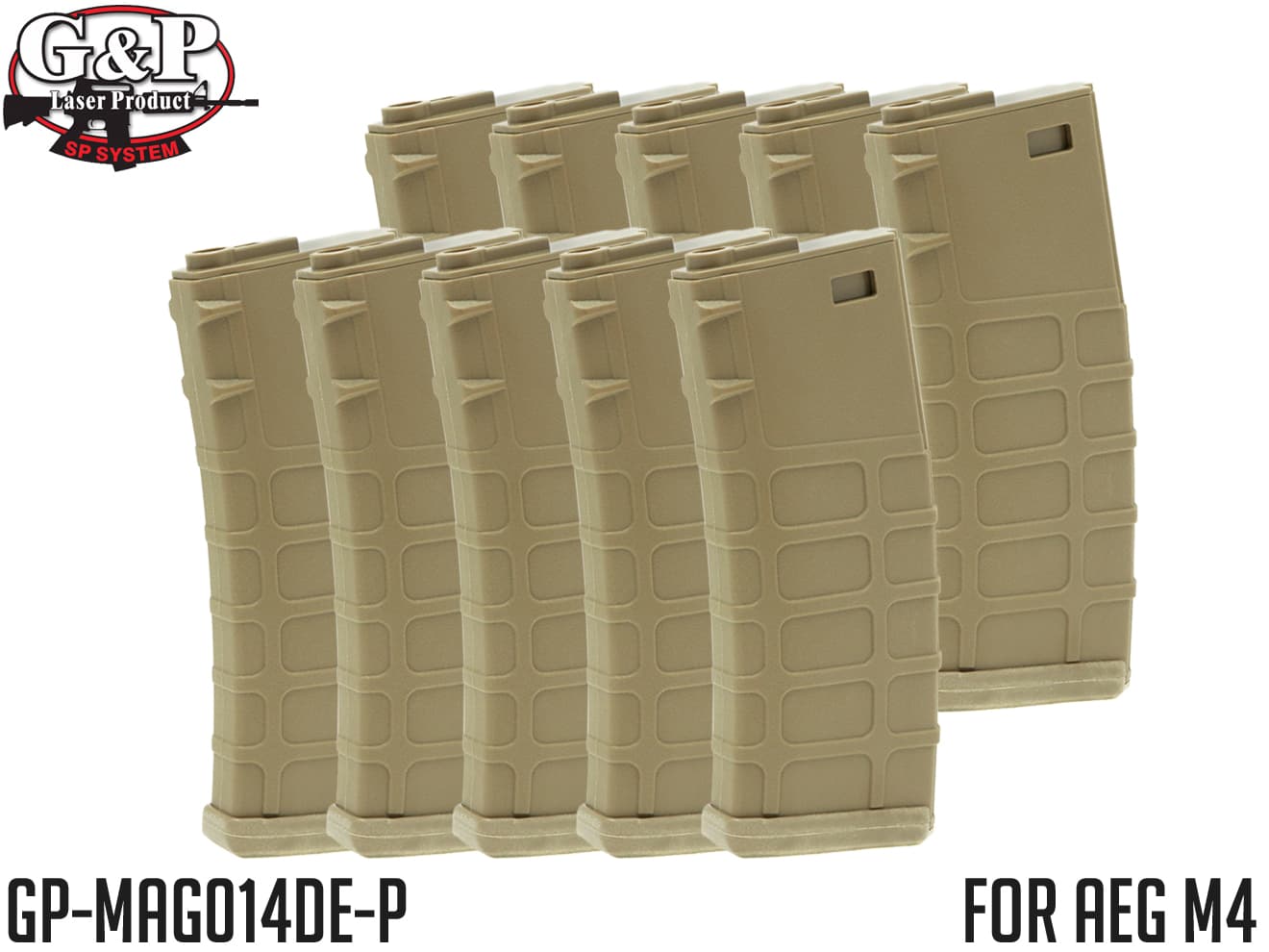 楽天ミリタリーベースG&P GMAG 130Rds マガジン AEG M4 FDE 10本セット◆MADBULLライセンス バネ式 MID CAP 電動M4対応 G&G KRYTAC ICS ARES APS S&T VFC WE