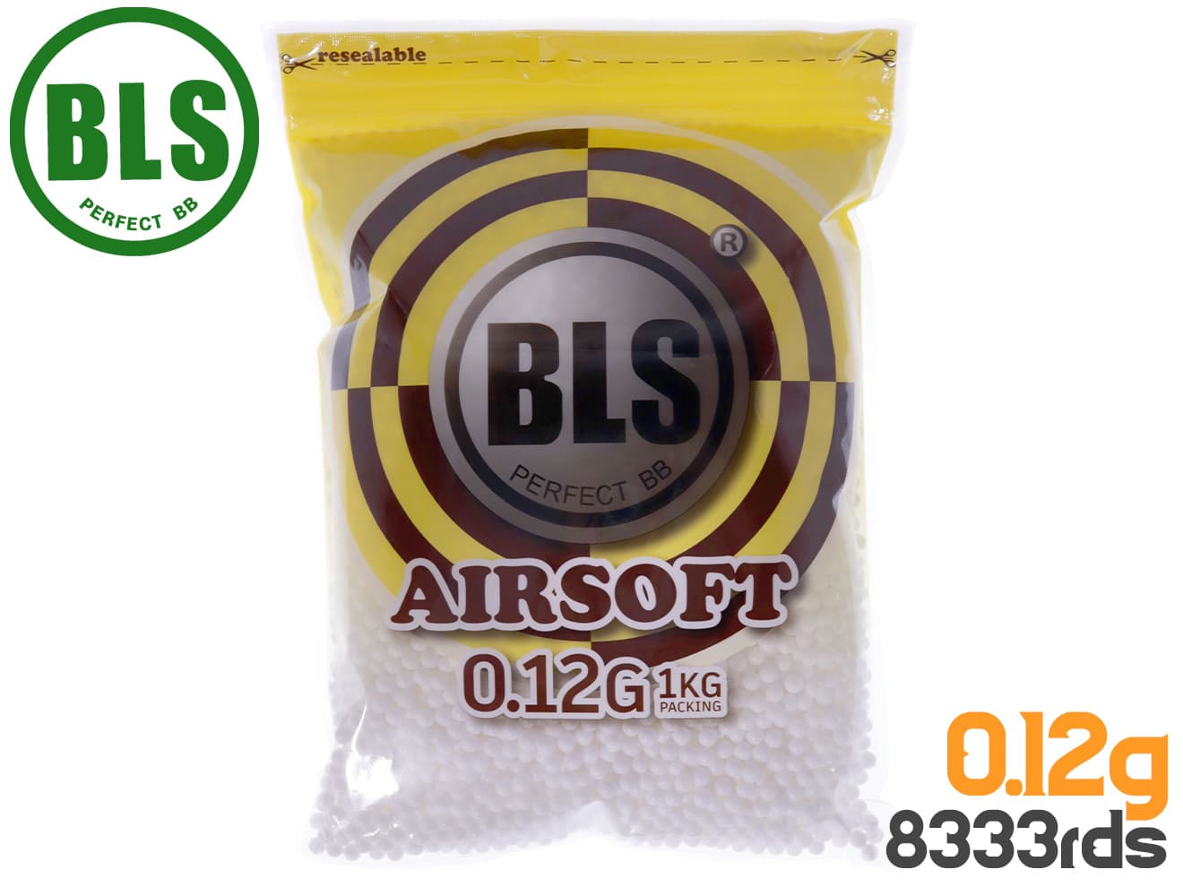 BLS Precision 精密プラスティックBB弾 0.12g 8333発(1kg)◆高精度BB弾 BOYS 10禁エアガン 電動ブローバックなどに 室…