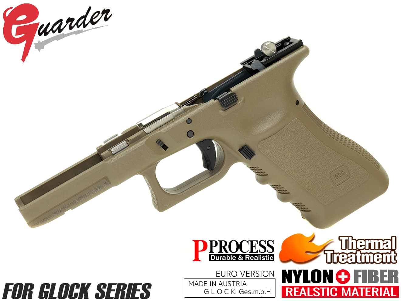 GLK-168(E)FDE■GUARDER 2019Ver Gen3 GLOCK フレームコンプリートセット EURO for G17/G22/G34◆マルイ GBB グロックシリーズ対応 EURO刻印 GLOCK-168(E)FDE