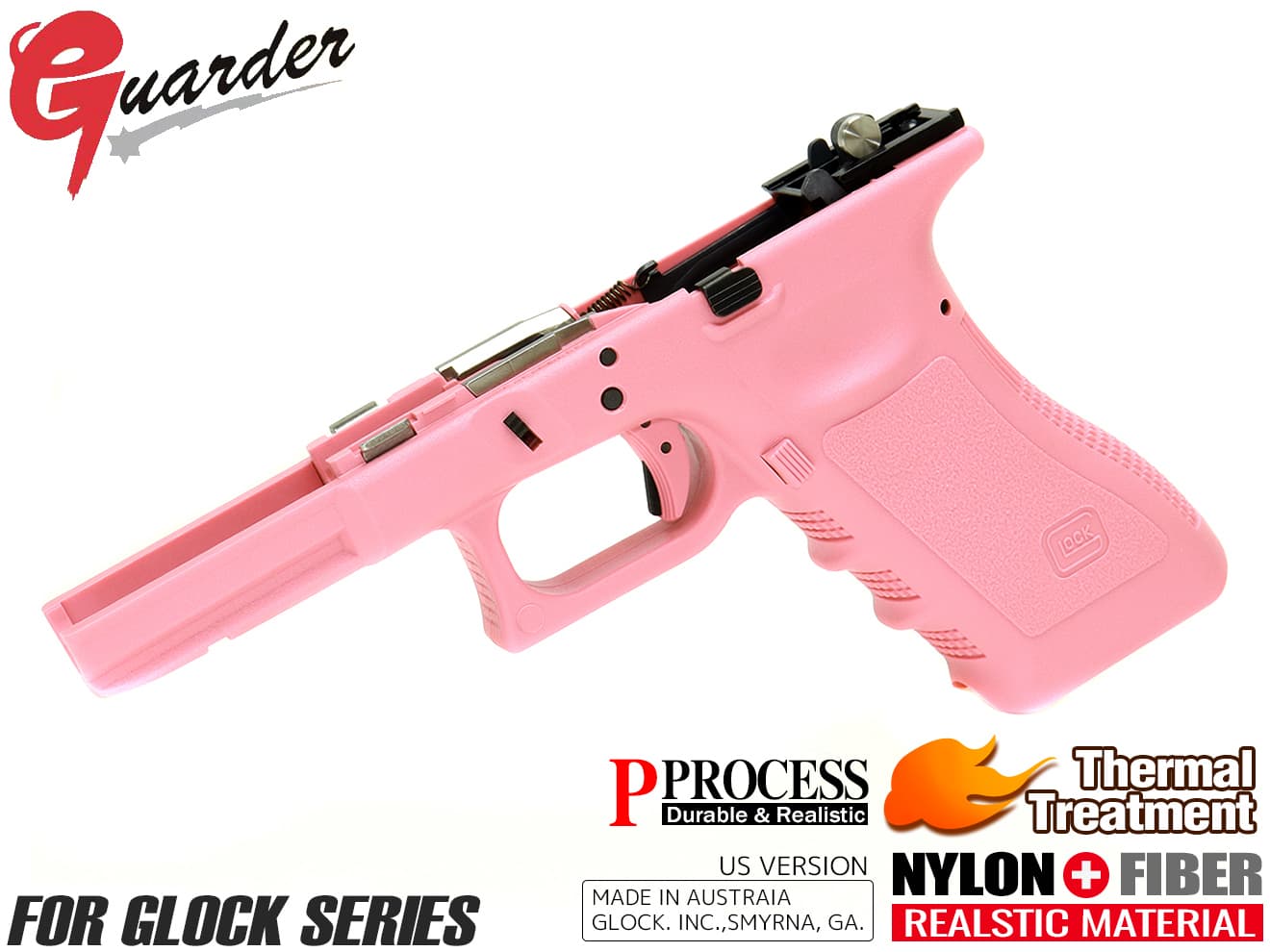 GLK-168(U)P■GUARDER 2019Ver Gen3 GLOCK フレームコンプリートセット US for G17/G22/G34◆PINK マルイ GBB グロックシリーズ対応 USバージョン GLOCK-168(U)P