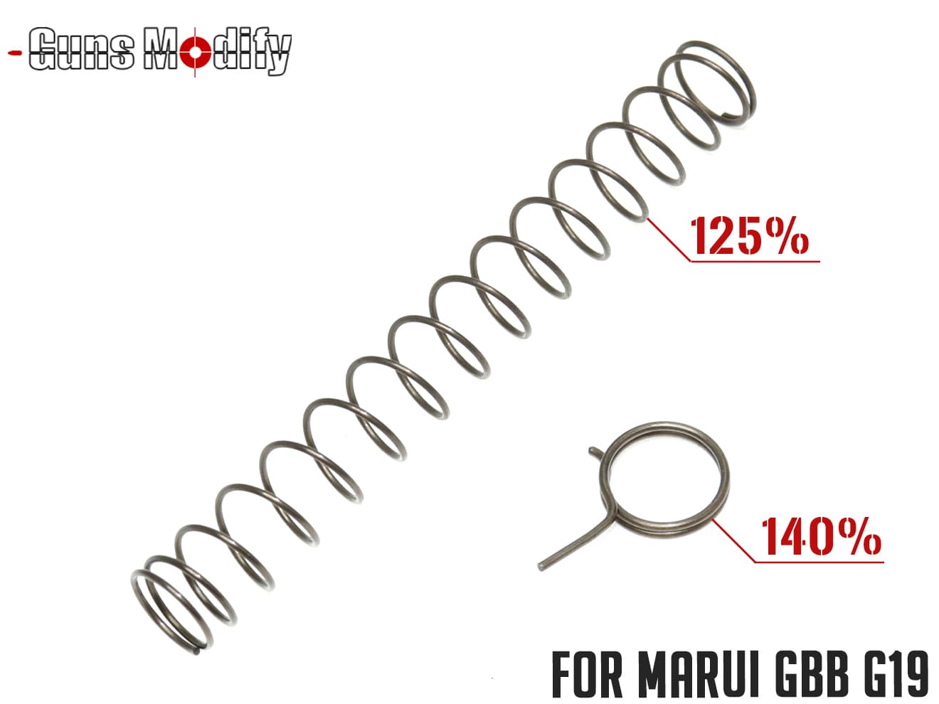 GUNS MODIFY 125%リコイルSP ＆ 140%ハンマーSPセット for TM G19◆東京マルイ新型 GBB G19対応 メタルスライド化の動作改善 スプリング