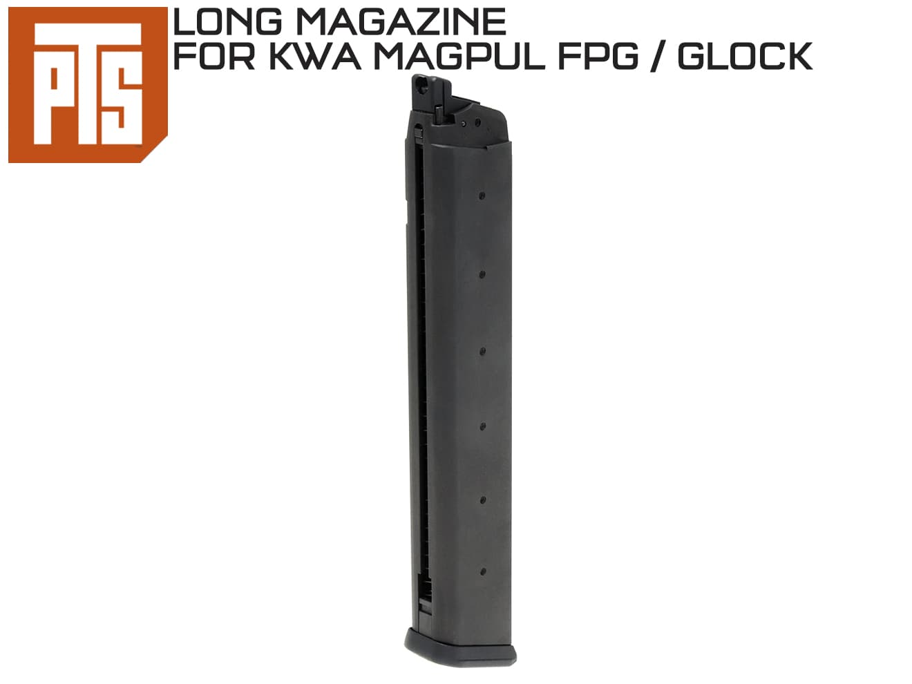 【正規品】PTS KWA FPG ロングマガジン◆KWA KSC GBB FPG/グロック対応 MAGPULロゴ入り 49連 スペア リペア 交換用 弾倉 GLOCK G17 G18C